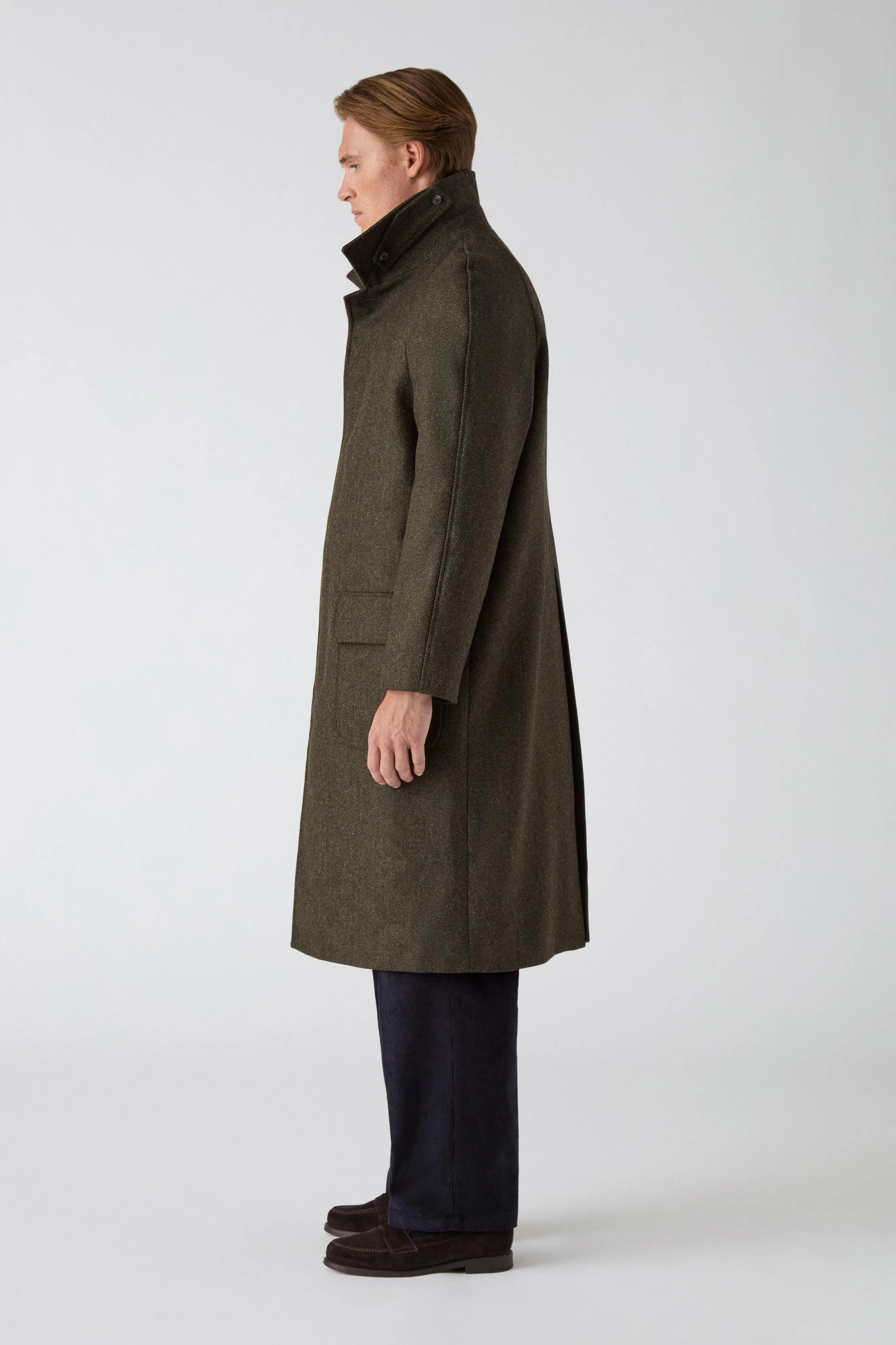 Nelson Tweed Raglan Coat - Brown/Green Tagless Neckline Design Fade Resistant Exterior