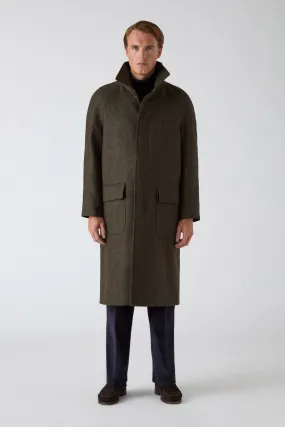 Anti Slip Interior Hidden Ventilation Nelson Tweed Raglan Coat - Brown/Green