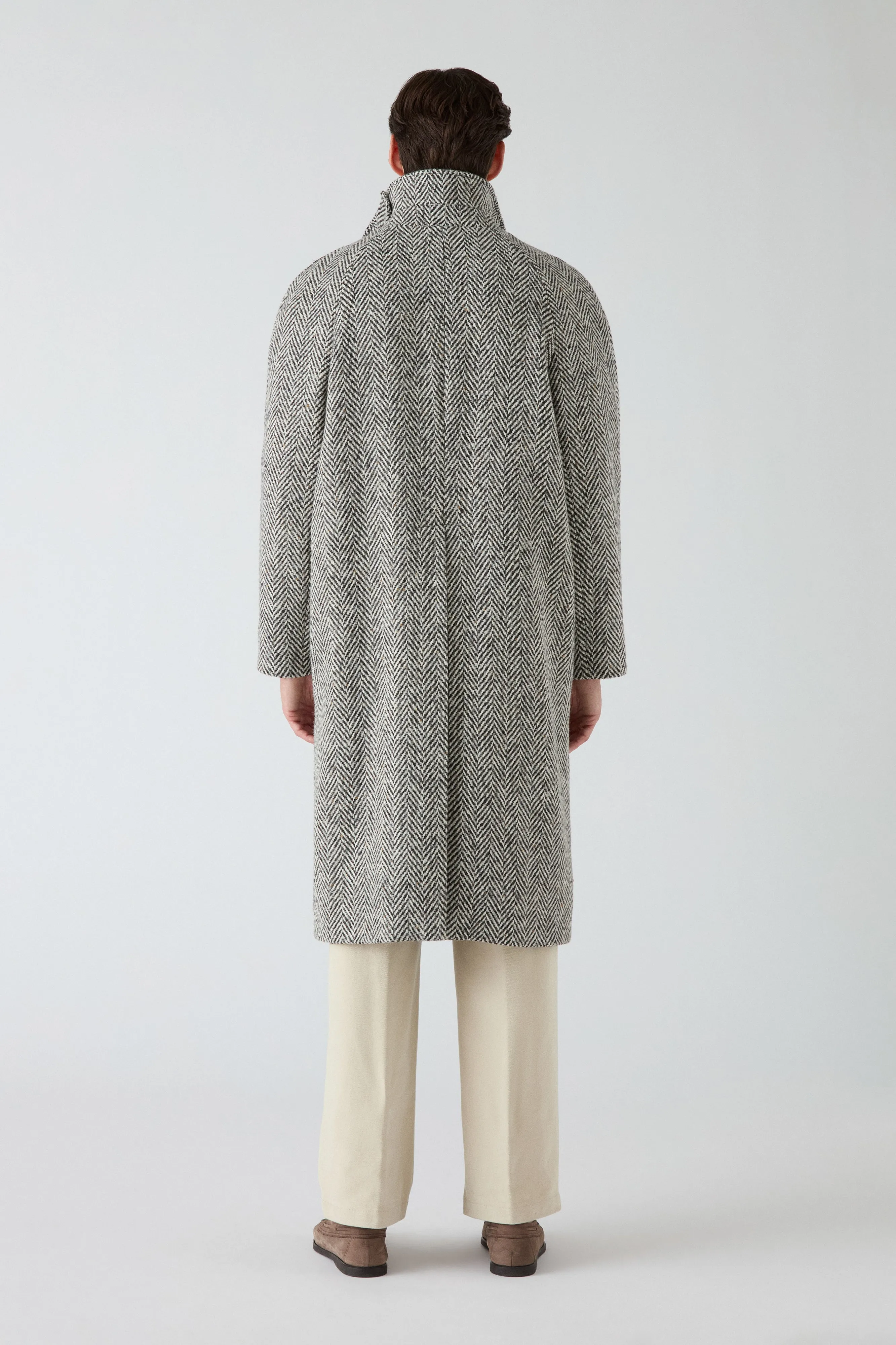 Nelson Tweed Raglan Coat - Charcoal/Cream Cool Tone Rugged Outdoor Optimized