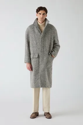 Nelson Tweed Raglan Coat - Charcoal/Cream Durable Outer Shell