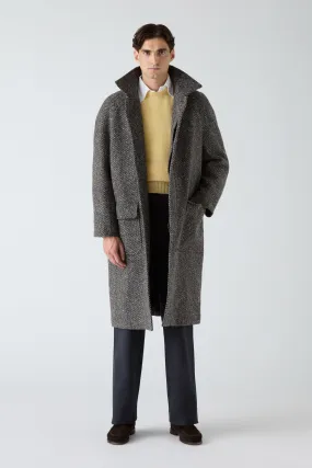 Windbreaker Style Magnetic Fasteners Nelson Tweed Raglan Coat - Dark Grey/Multicolour