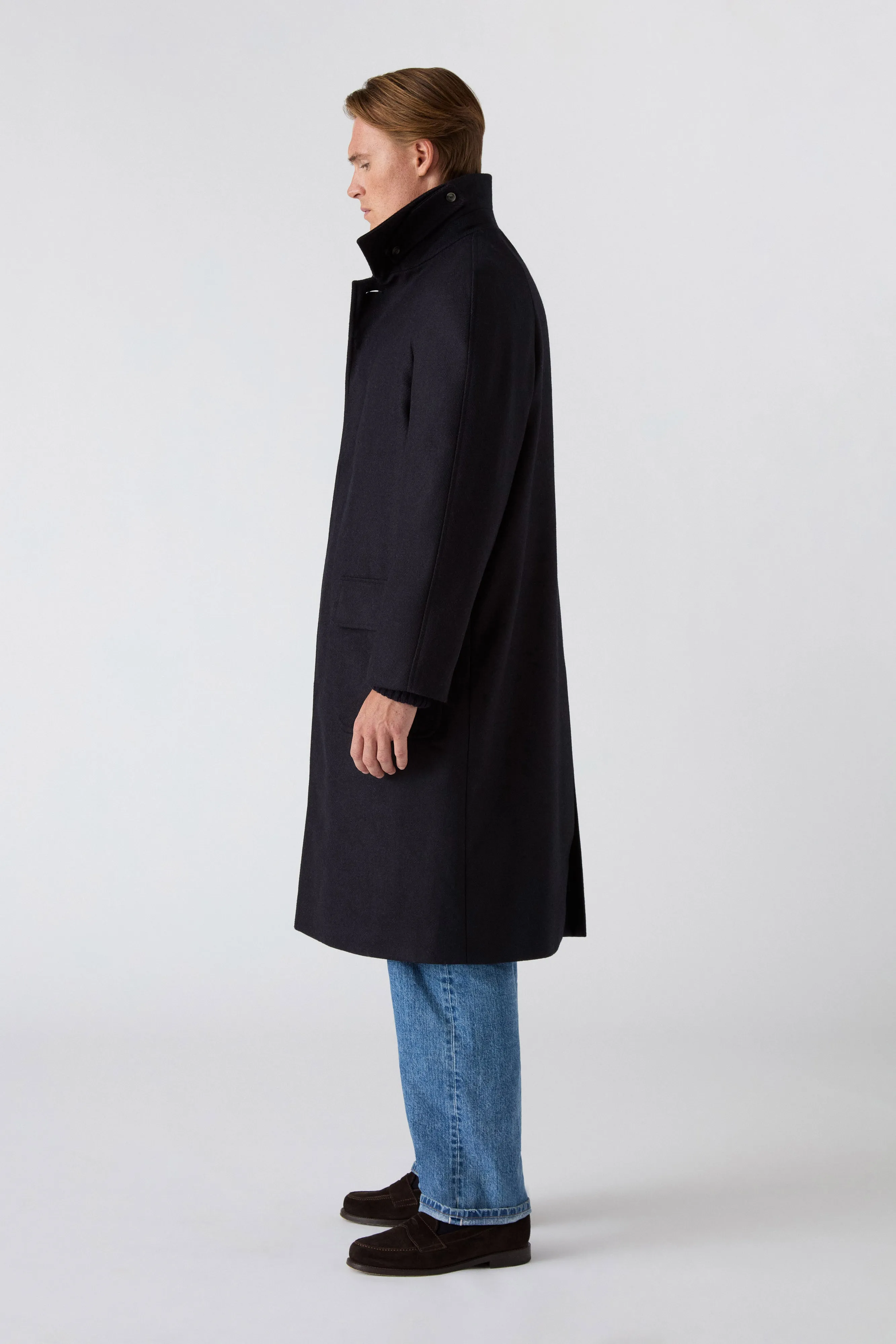 Comfortable fit ReinforcedStressPoints Nelson Tweed Raglan Coat - Navy
