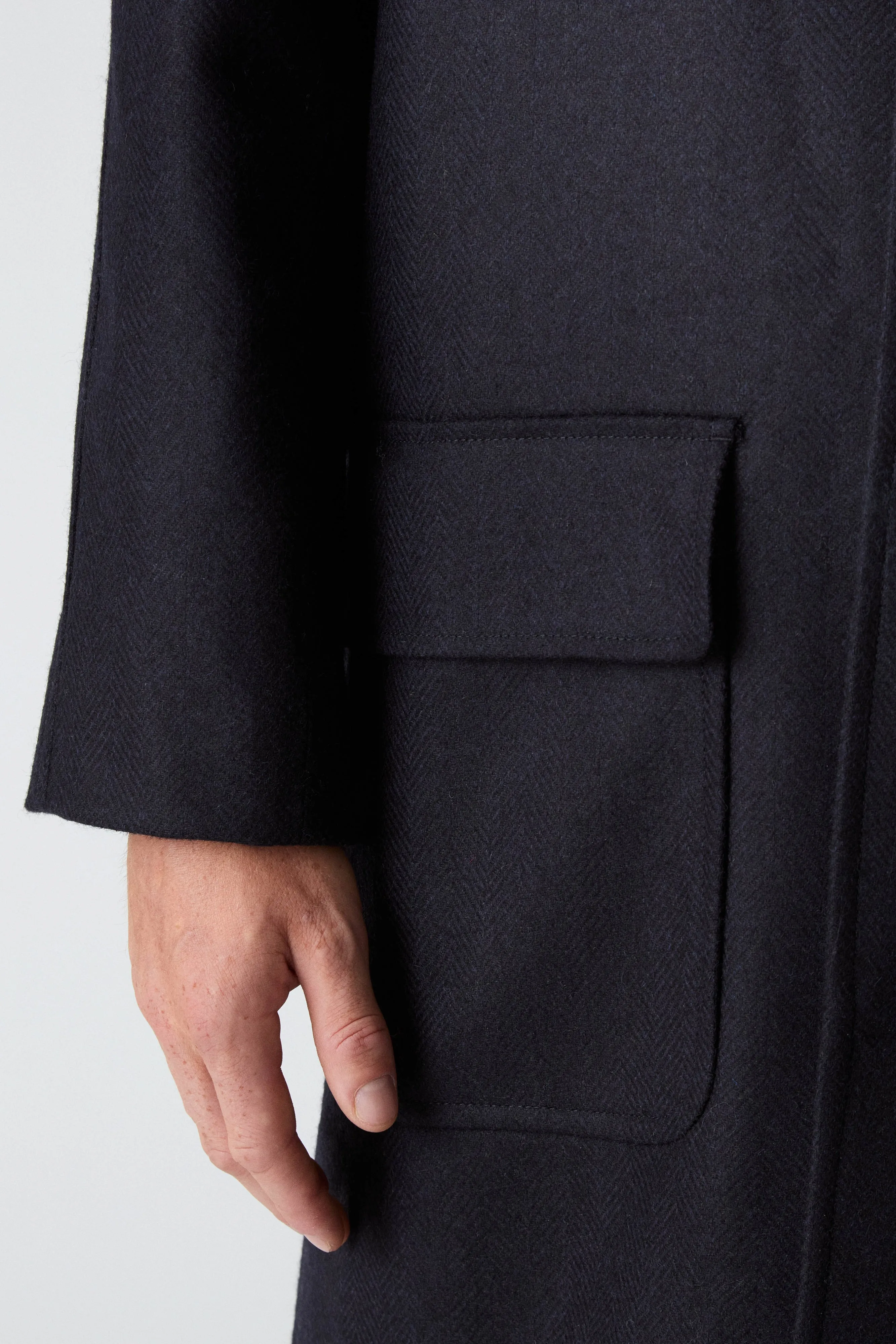 Thermal Insulated Reflective details Nelson Tweed Raglan Coat - Navy