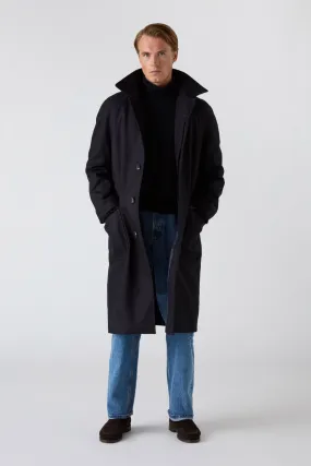 Nelson Tweed Raglan Coat - Navy Structured Casual Fit