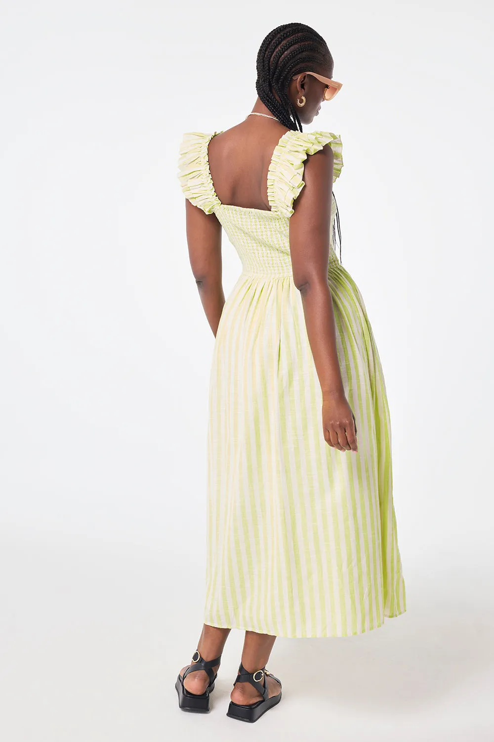 Neon Yellow with Ivory Stripe Maxi Sundress Fresh Look Coral Soft