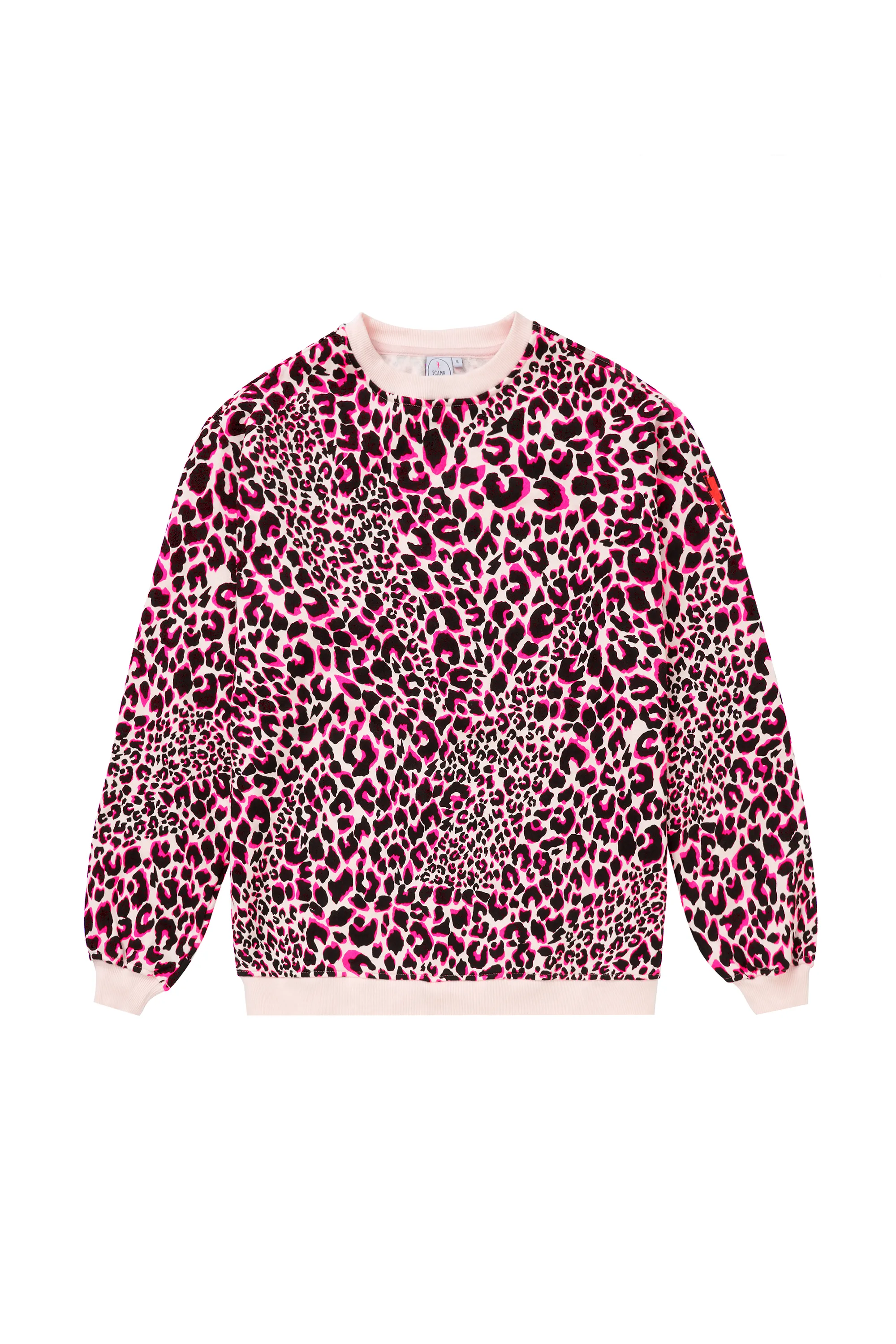 Modern Active Breathable Material Neutral with Pink and Black Rock and Roll Leopard Oversized Sweatshirt