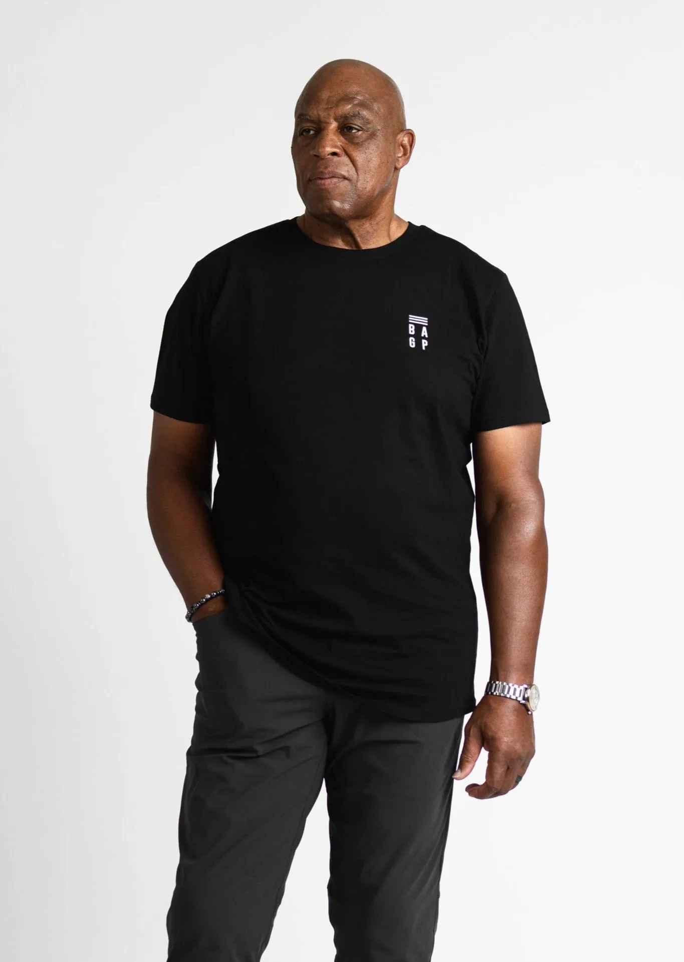 Signature Heavyweight Scallop T-Shirt - Black Raw Edge Finish ZeroWaste Construction