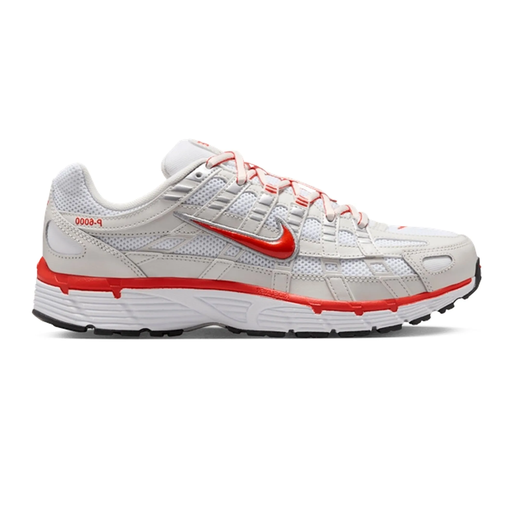 Nike P-6000 'White Platinum Tint Black Picante Red' Women's (2025) Durable Outsole Design Sneaker Fashion