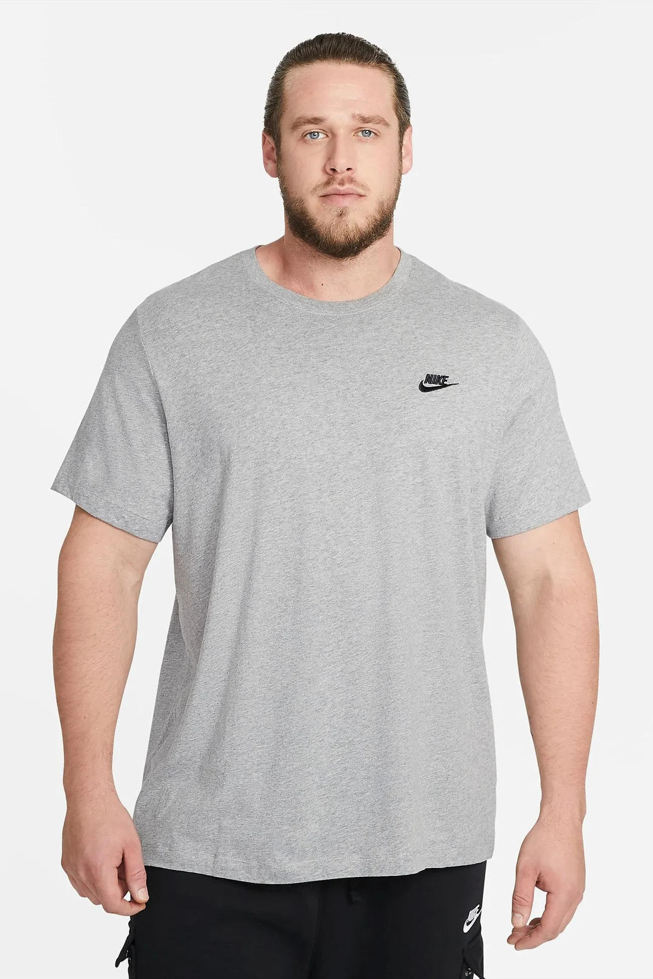 Nike Sportswear Club Tee Grey Heather Reinforced Neckline