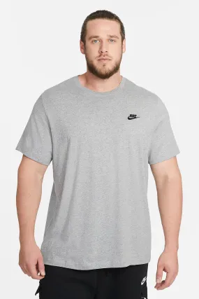 Nike Sportswear Club Tee Grey Heather Reinforced Neckline
