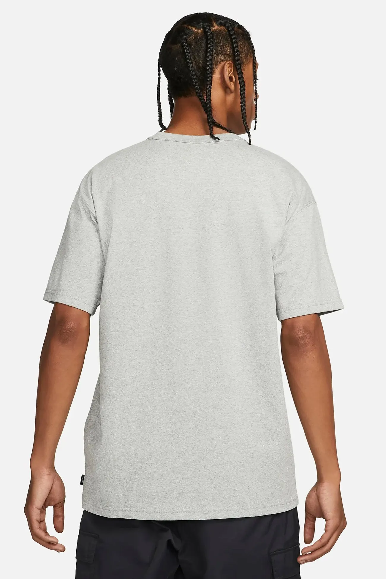 Nike Sportswear Premium Essentials Tee DK Grey Heather Flatlock stitching