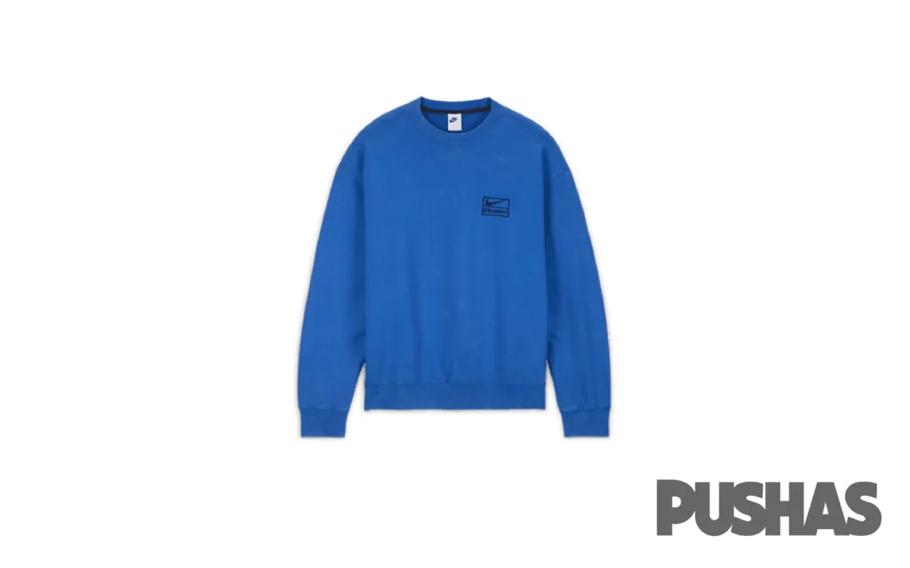 Nike x Stussy Acid Wash Crew Fleece 'Blue' (2023) Pu Upper