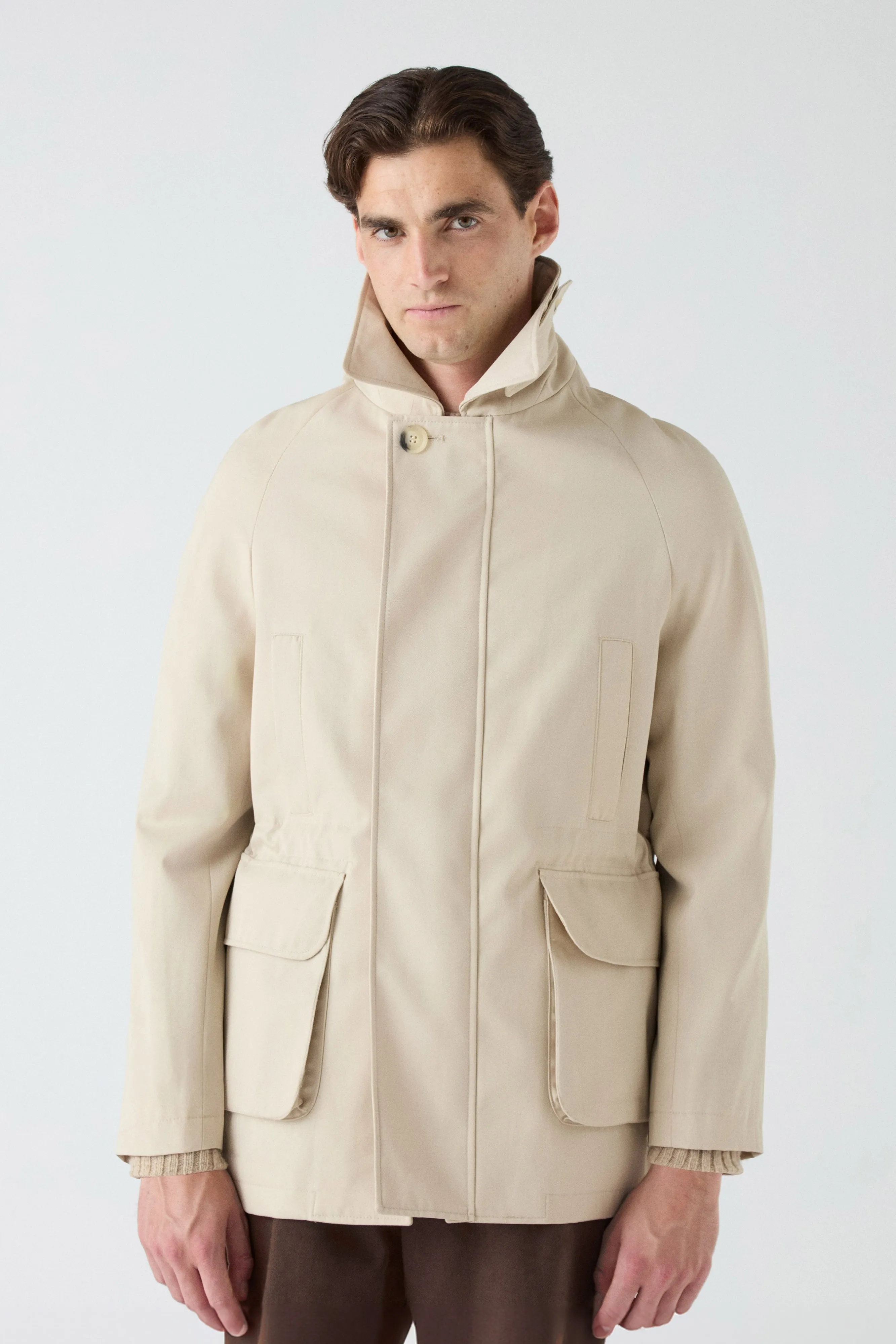 Waterproof Stitch Details Winter Outerwear Nils Raglan Jacket - Sand