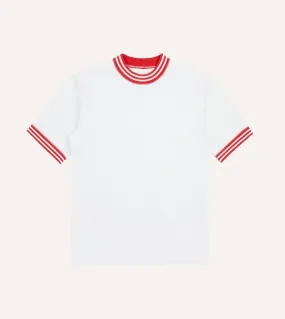 White and Red Tipped Ringer T-Shirt Versatile Wear Soft Design