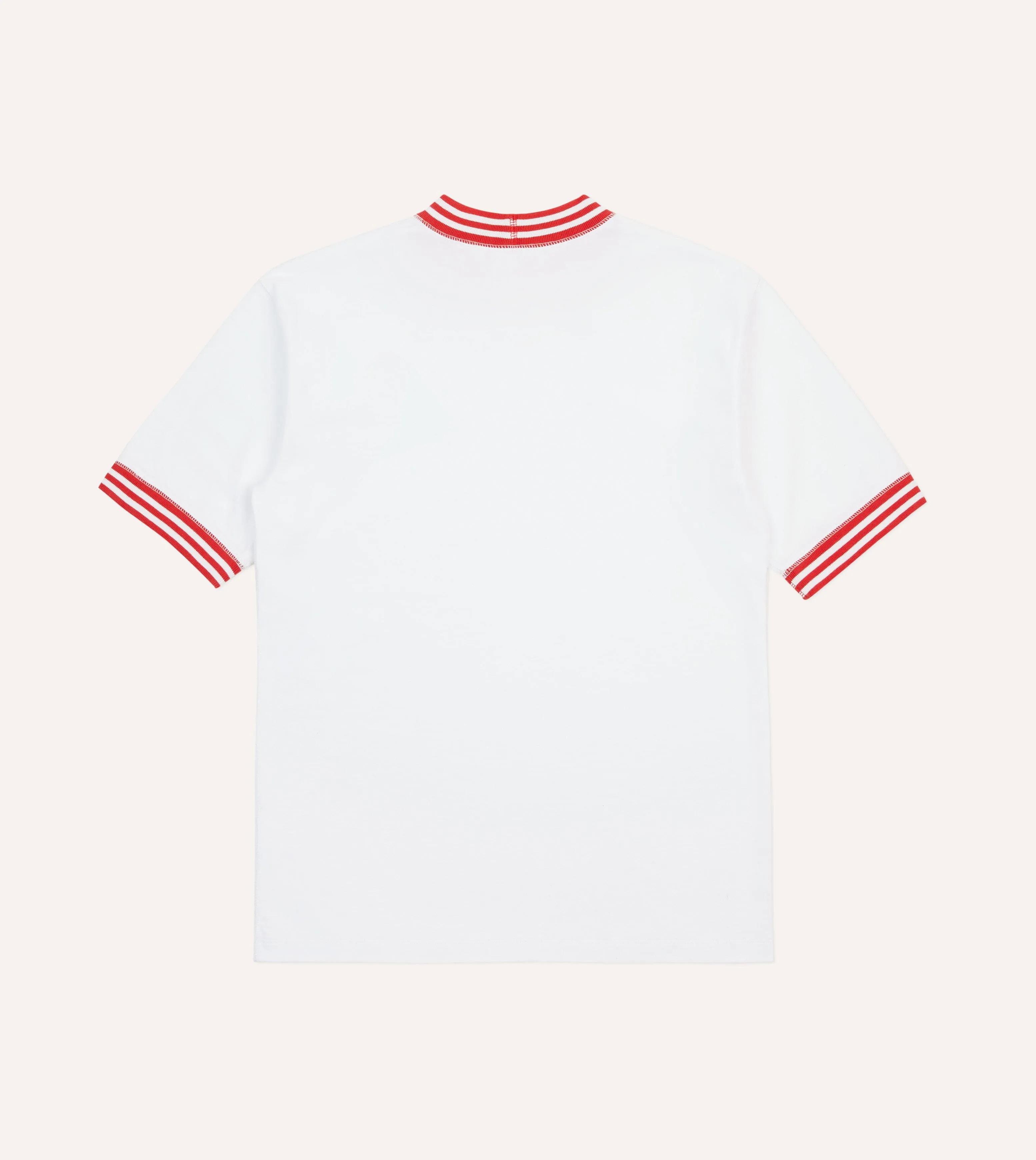 Street Style Trend Everyday Essential White and Red Tipped Ringer T-Shirt