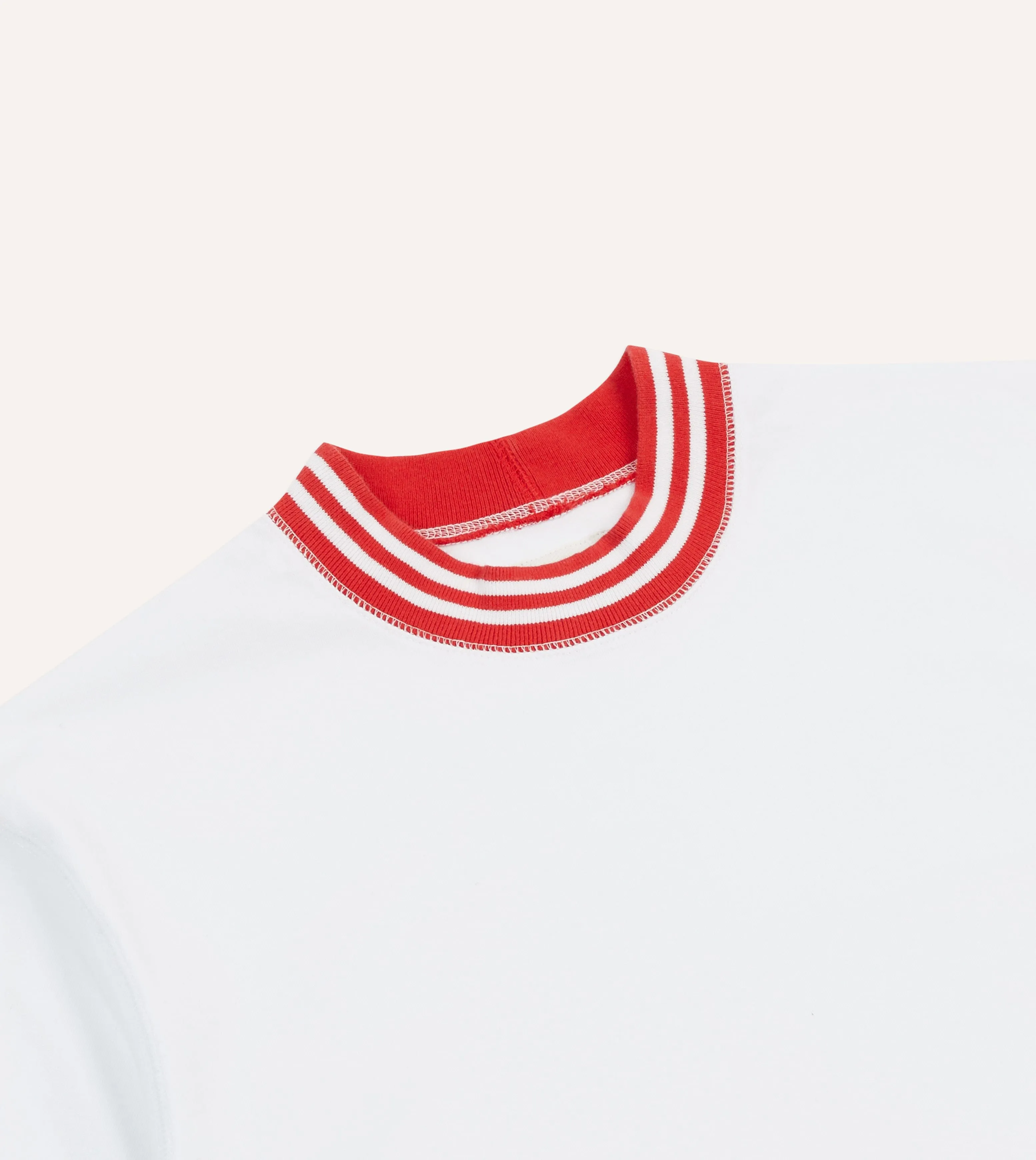 White and Red Tipped Ringer T-Shirt Breathable Stretch Fit