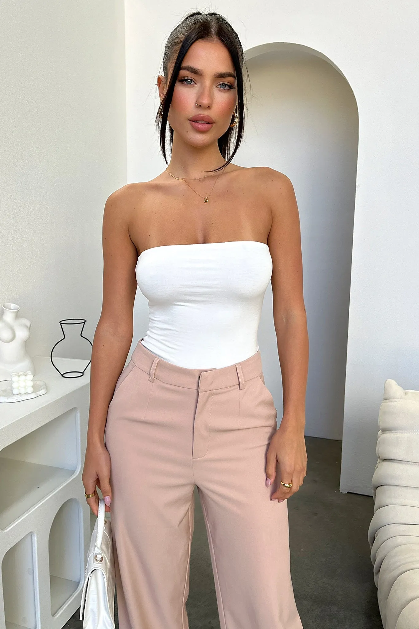 Alaric High Rise Pants - Beige MoistureWickingFabric Relaxed Vibe