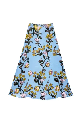 The Laura Skirt - Powder Blue Vines ComfortWaistband