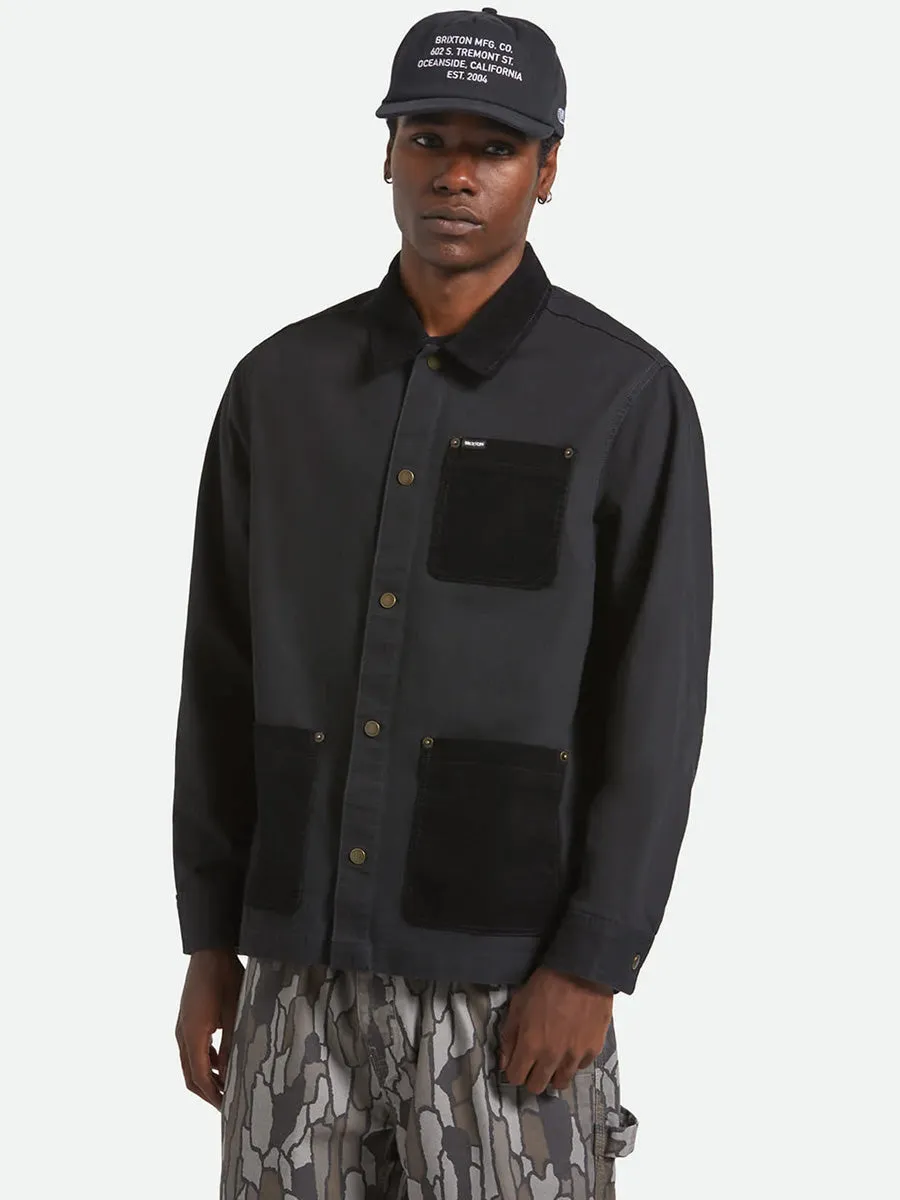 VentilatedBackPanel Tailored Cut Style BRIXTON HERRINGBONE LW CHORE COAT - BLACK HERRINGBONE