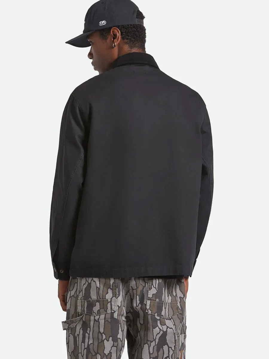 BRIXTON HERRINGBONE LW CHORE COAT - BLACK HERRINGBONE Wicking Inner Lining