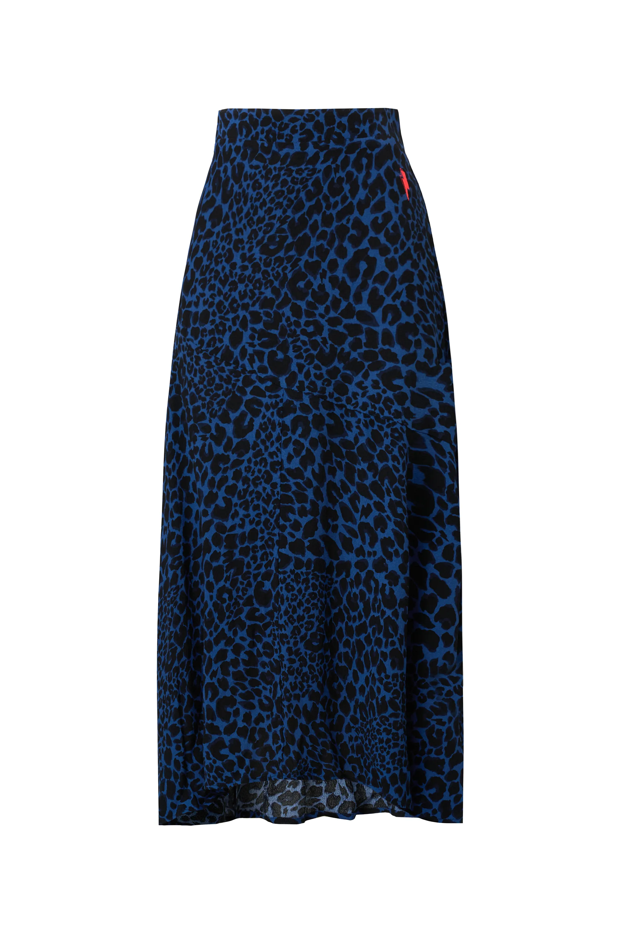 Functional Detail Navy with Black Rock and Roll Leopard High Low Hem Skirt
