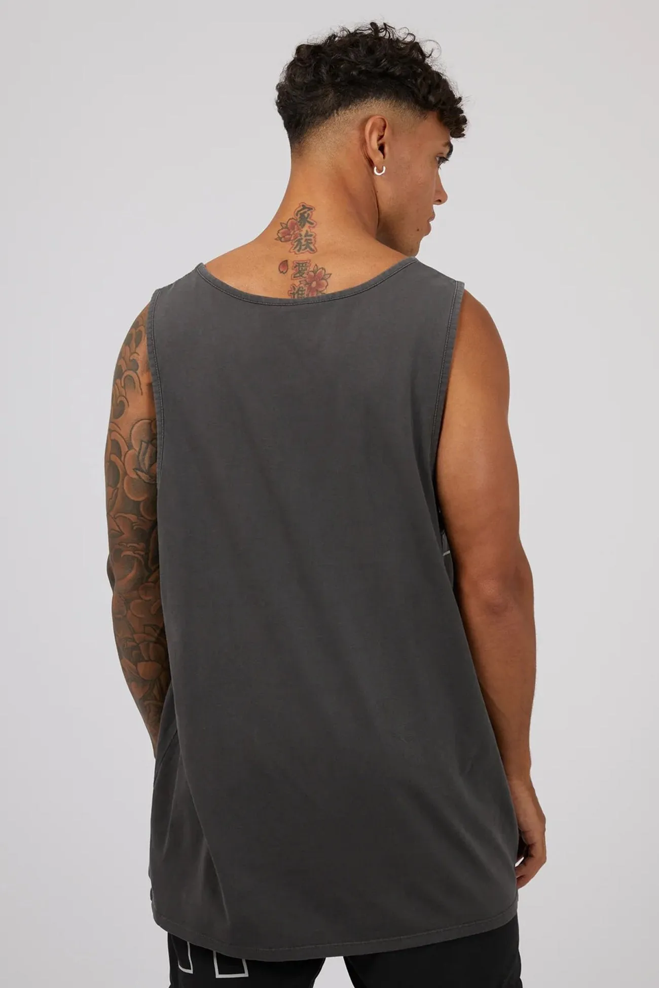Fitted Blouse Link Singlet Washed Black