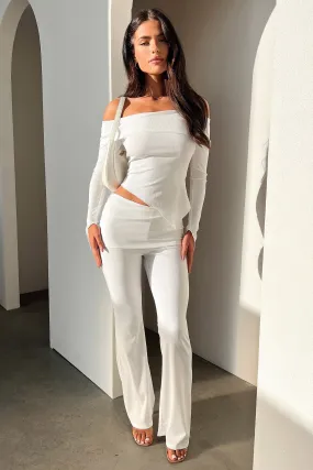 Aniston Pants - White Office Wear Frayed hem