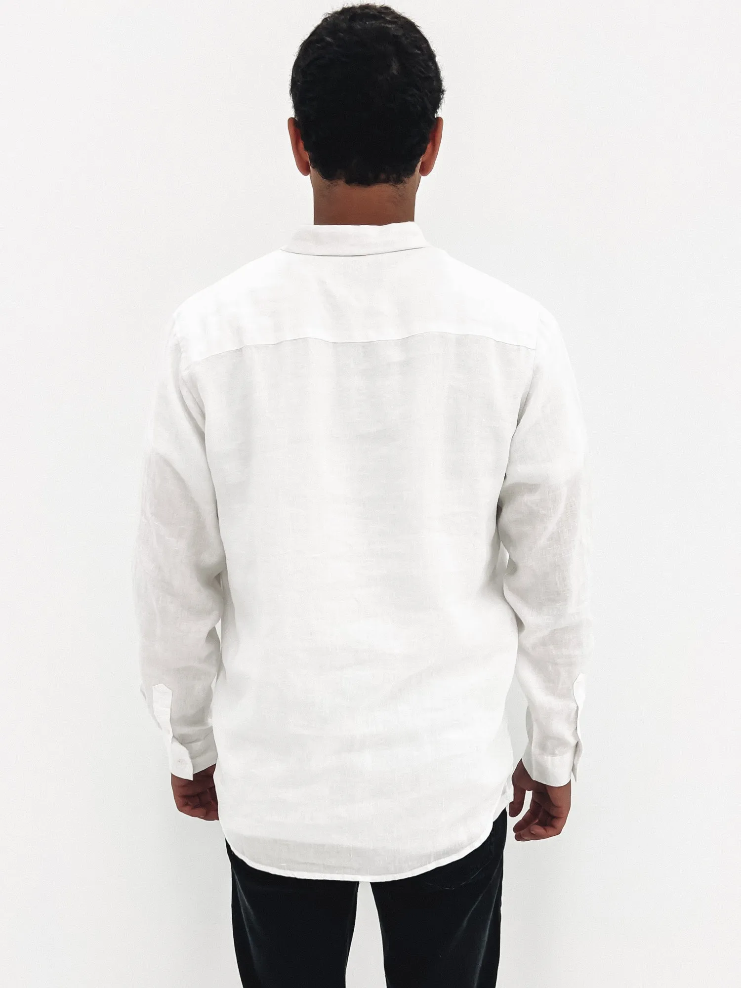 Lightweight Thermal Linen Long Sleeve Shirt White