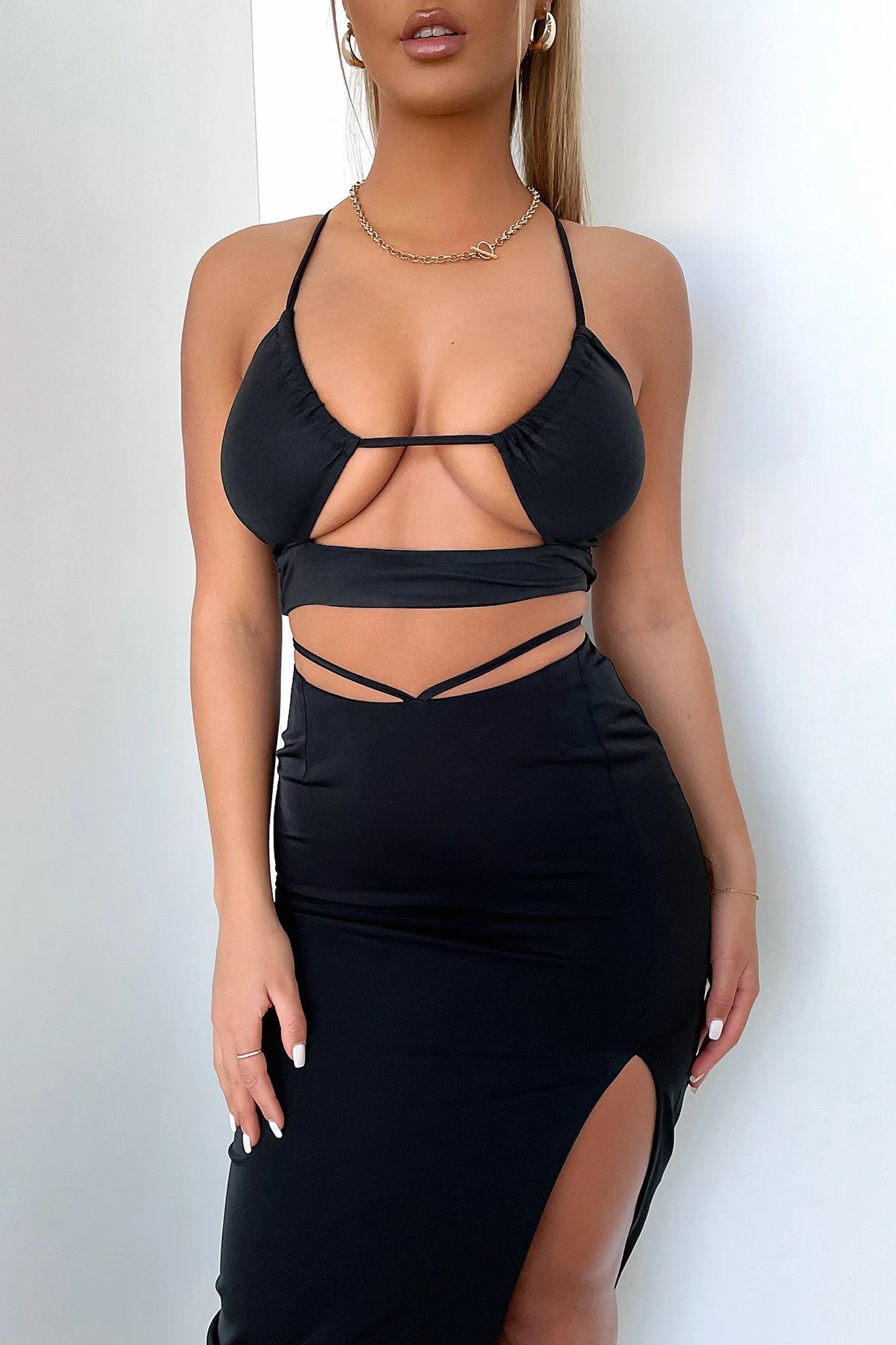 Opaque finish Risk Midi Skirt - Black