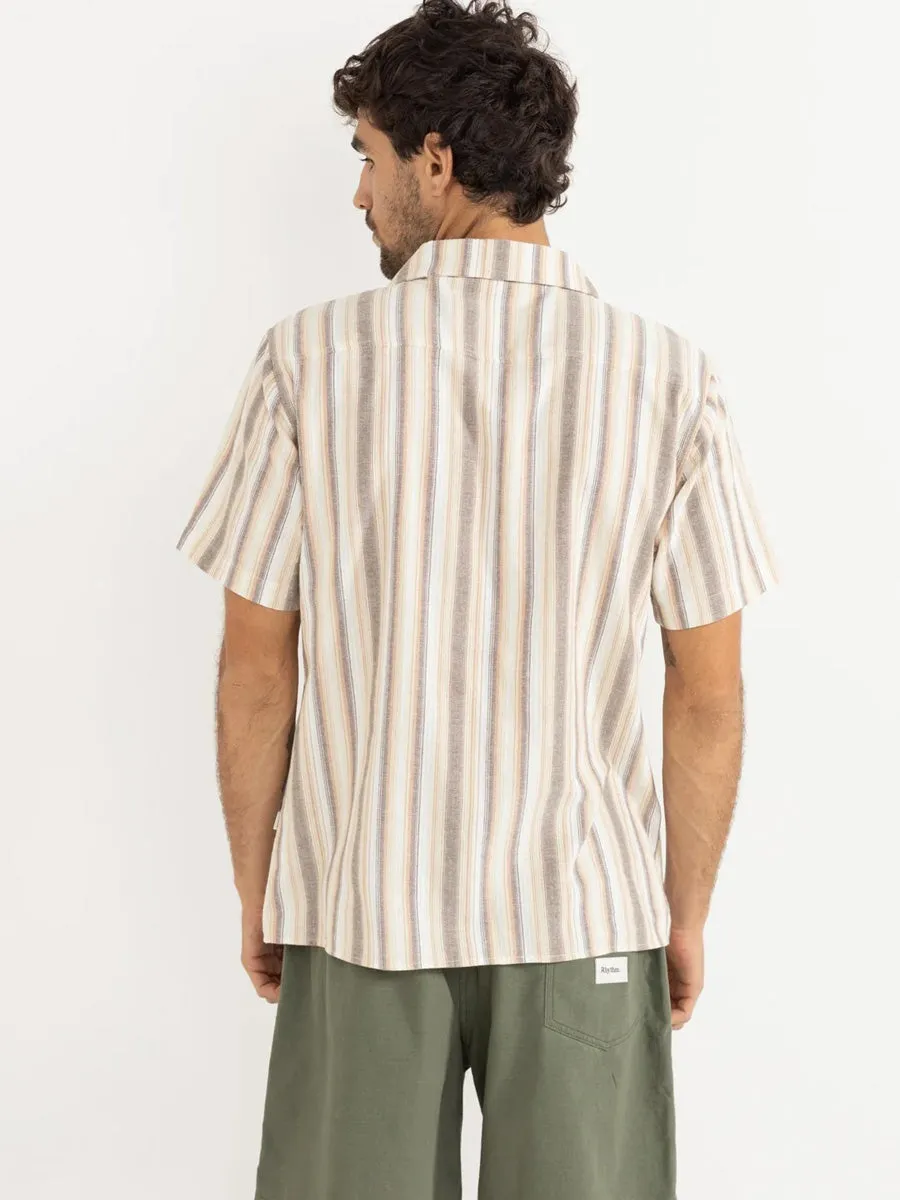 EcoDyeProcess RHYTHM VACATION STRIPE SHORT-SLEEVE SHIRT - TOBACCO