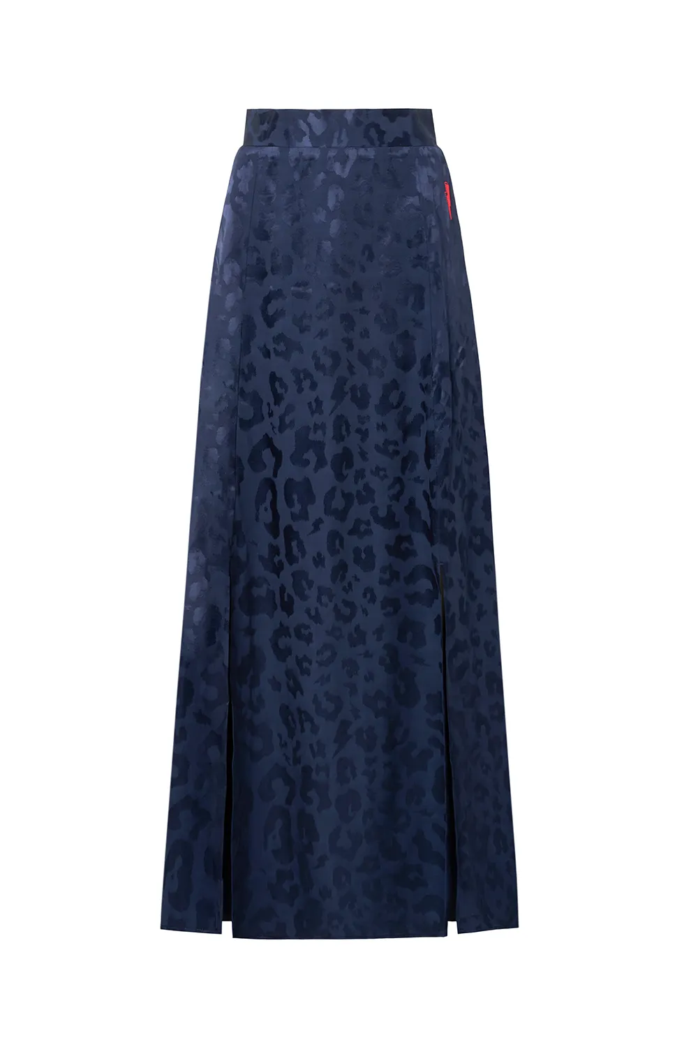 Navy Jacquard Leopard Split Front Skirt Mini length