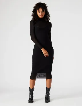 Snap-Closure Seasonal Comfort Vivienne Dress, Black