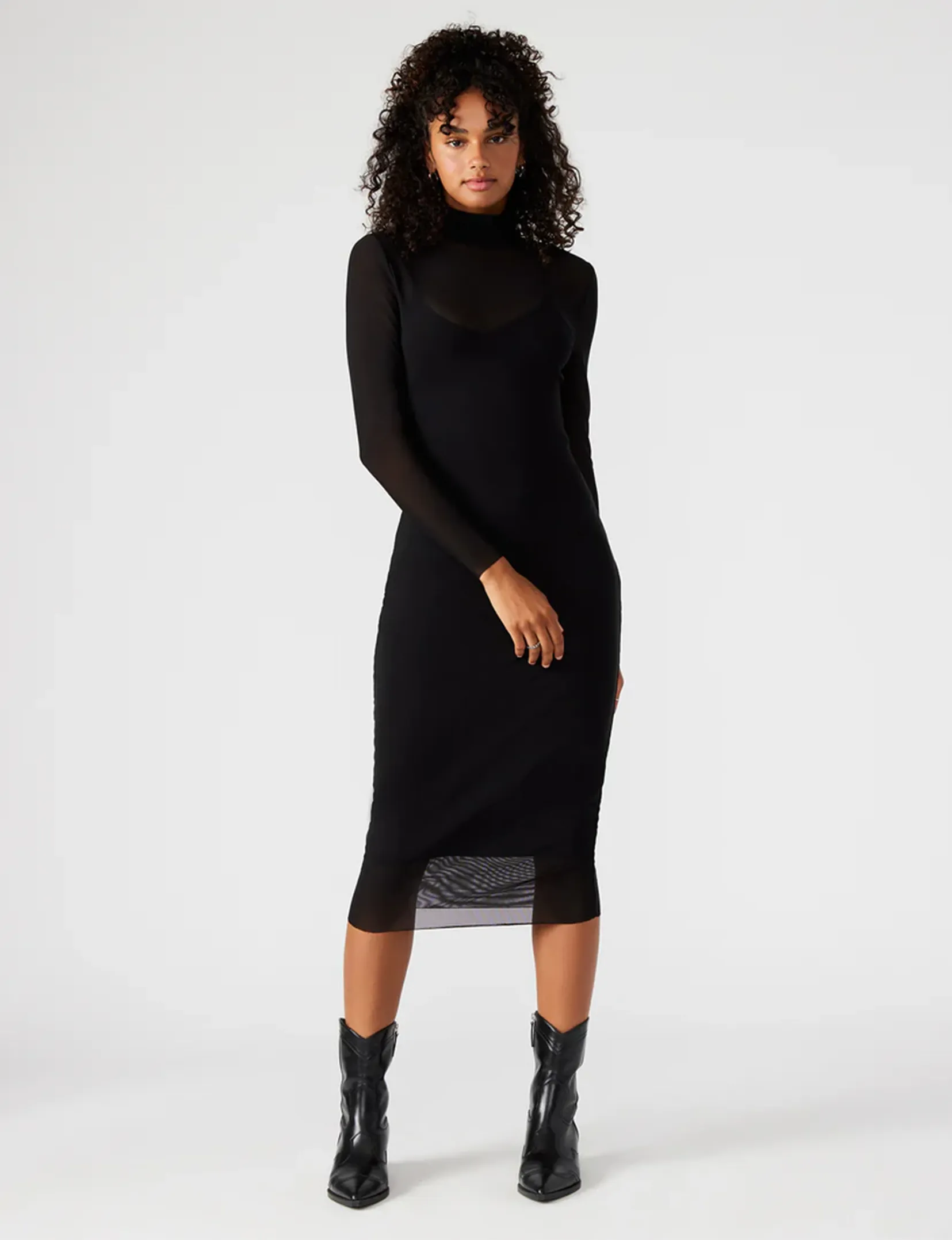 Snap-Closure Seasonal Comfort Vivienne Dress, Black