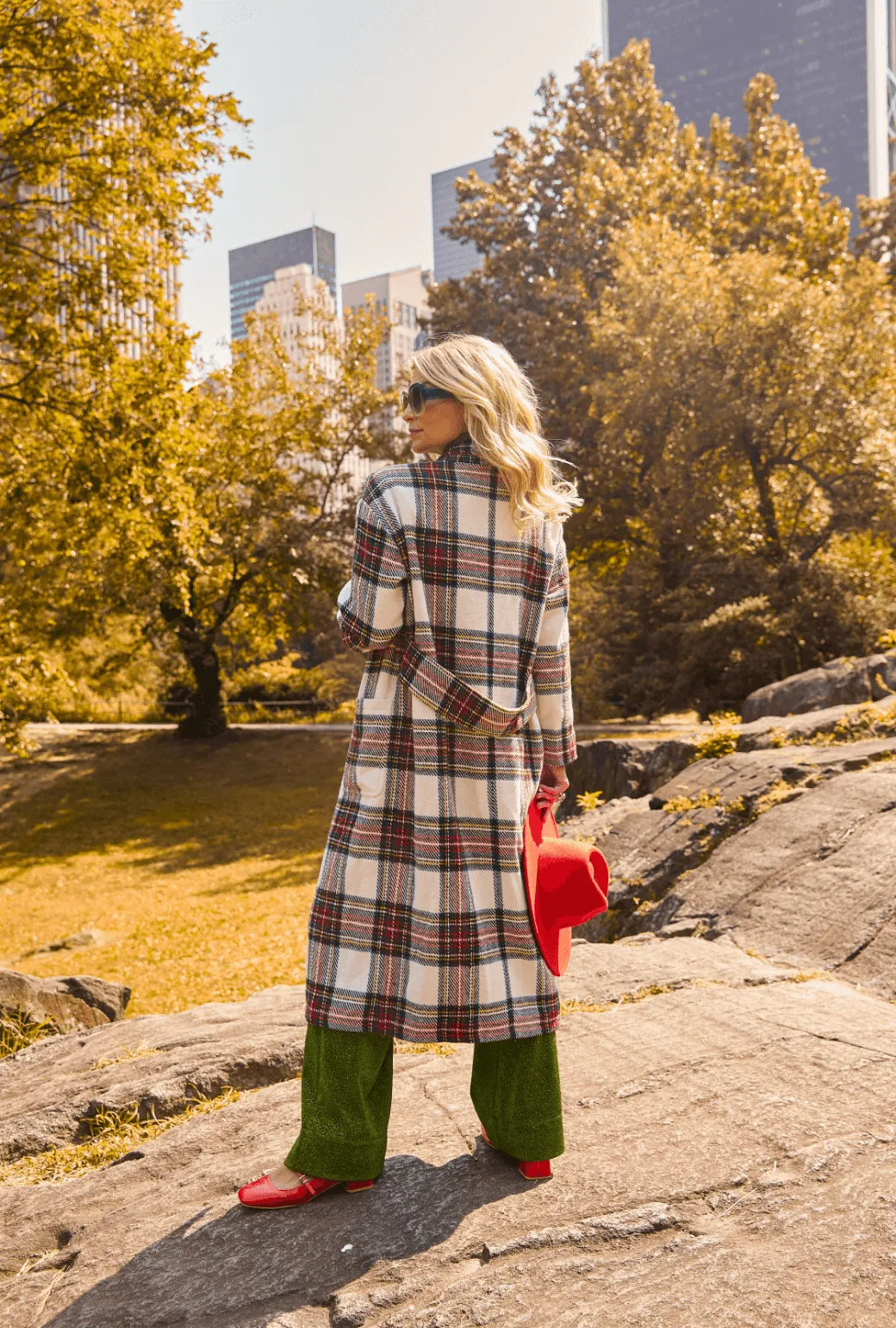 Stretchable Fabric Temperature Regulating Fill Open Car Coat - Dress Stewart Plaid