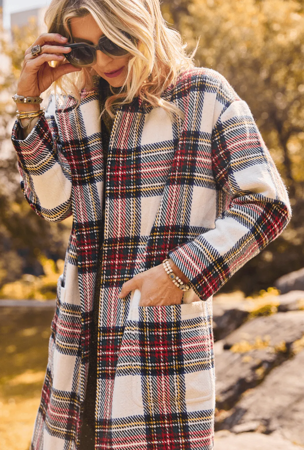 Open Car Coat - Dress Stewart Plaid Reinforced Elbow Padding Non Restrictive Movement