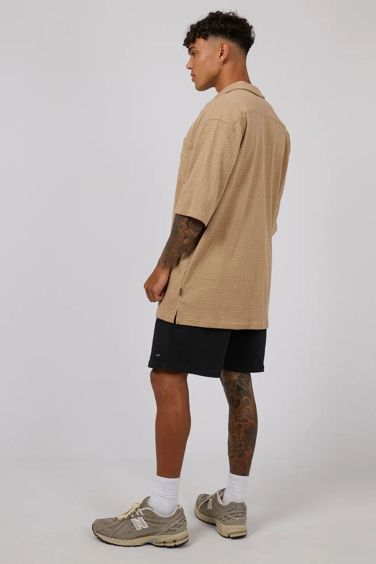 slim fit Otta Short Sleeve Shirt Tan
