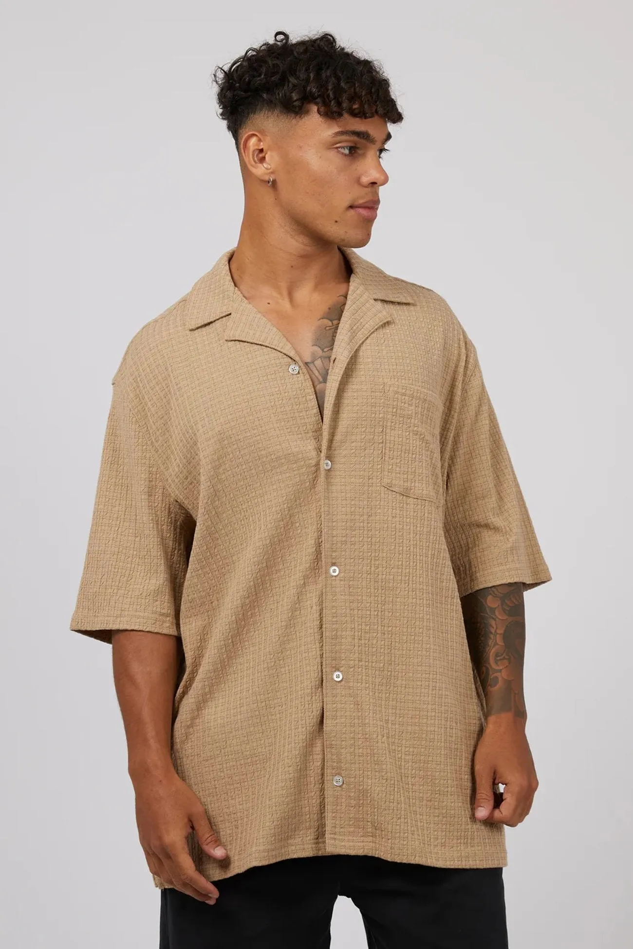 Wicking Inner Lining Wrinkle Resistant Treatment Otta Short Sleeve Shirt Tan