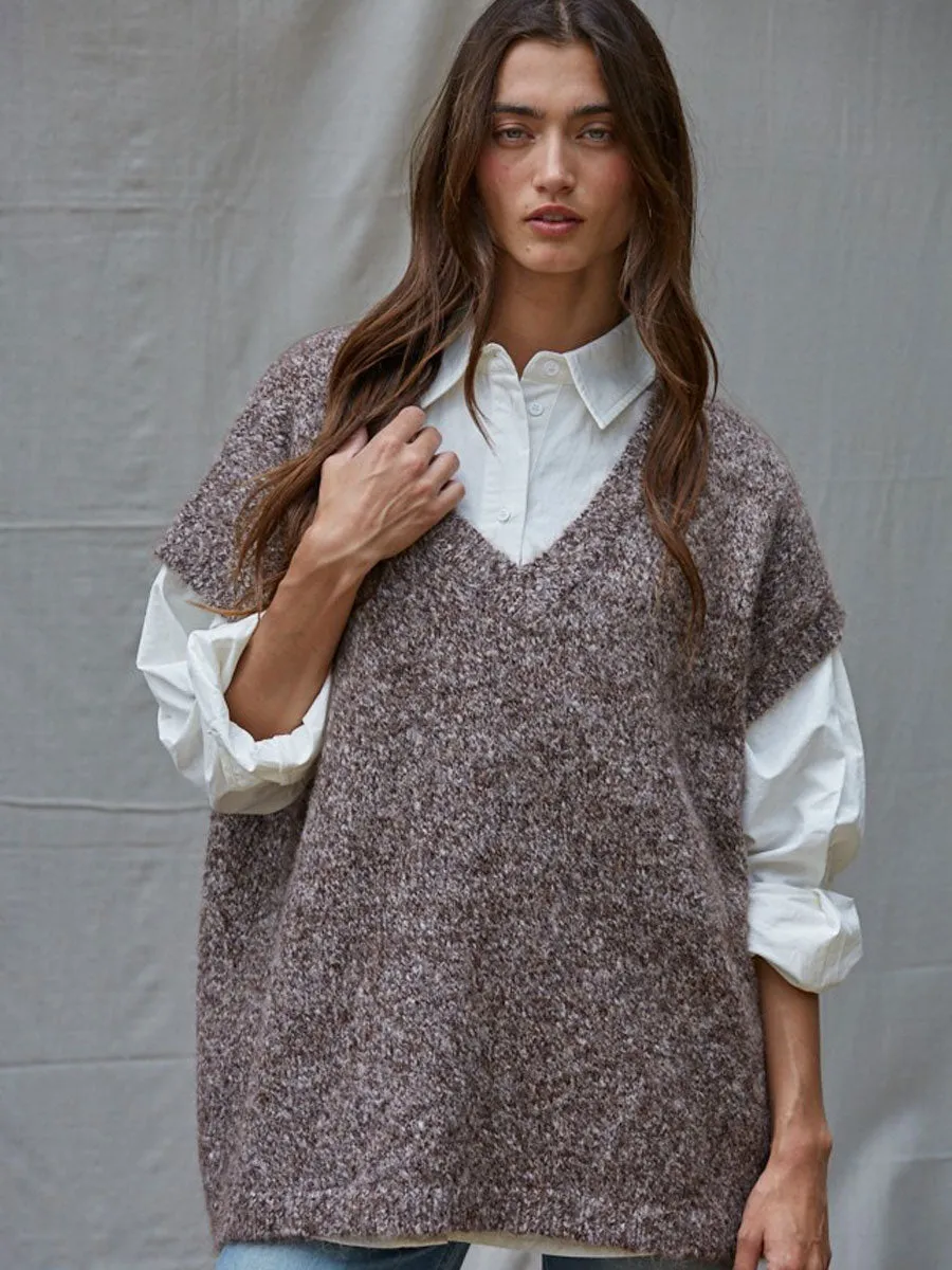 OVERSIZED VEST TOP - MOCHA Reinforced Stress Points
