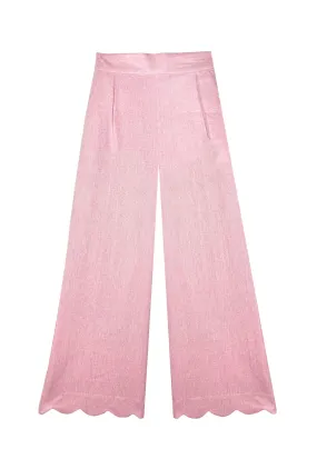 Smart Fit SAMPLE - Scallop Trousers - Pink Shimmer Linen