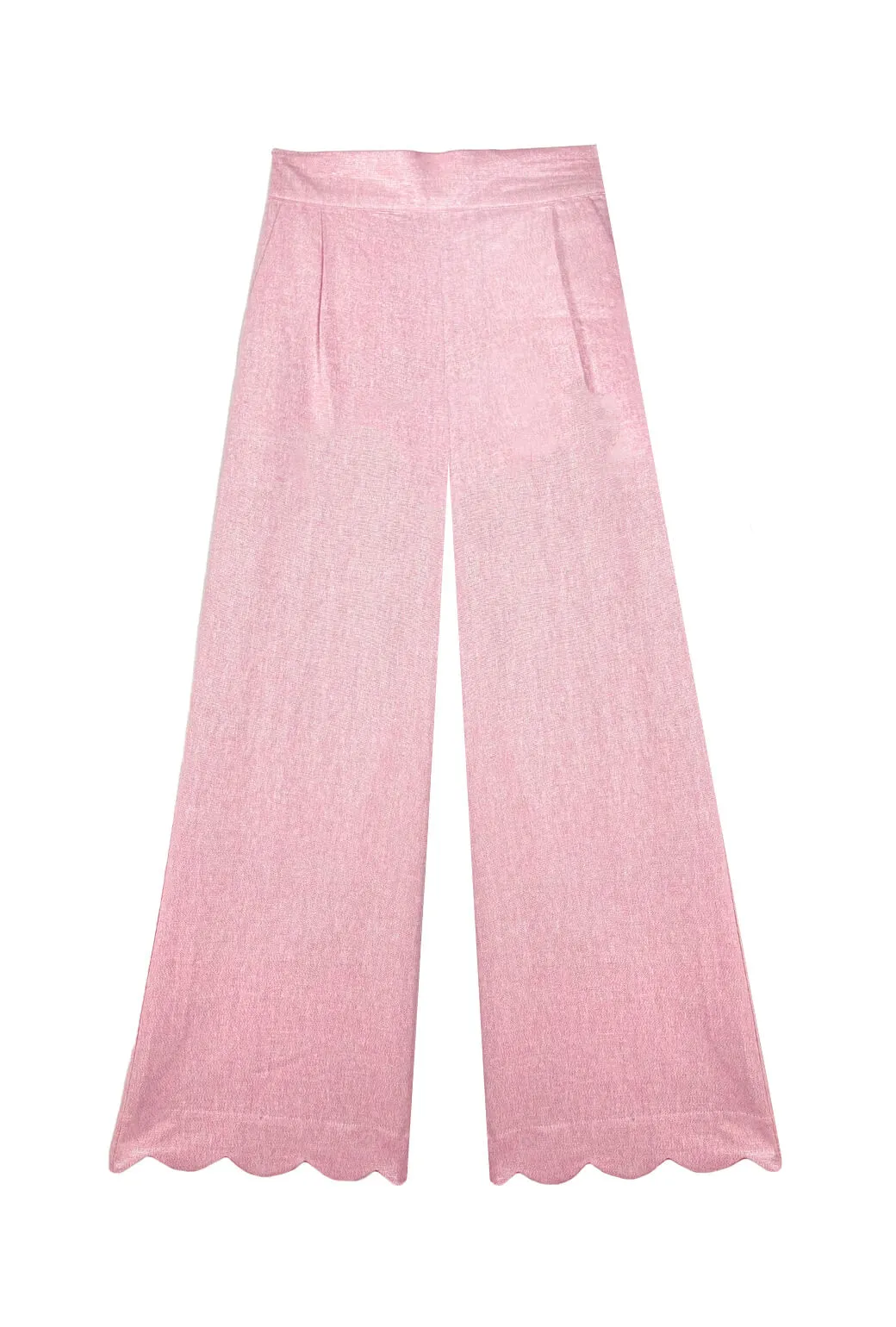 Smart Fit SAMPLE - Scallop Trousers - Pink Shimmer Linen