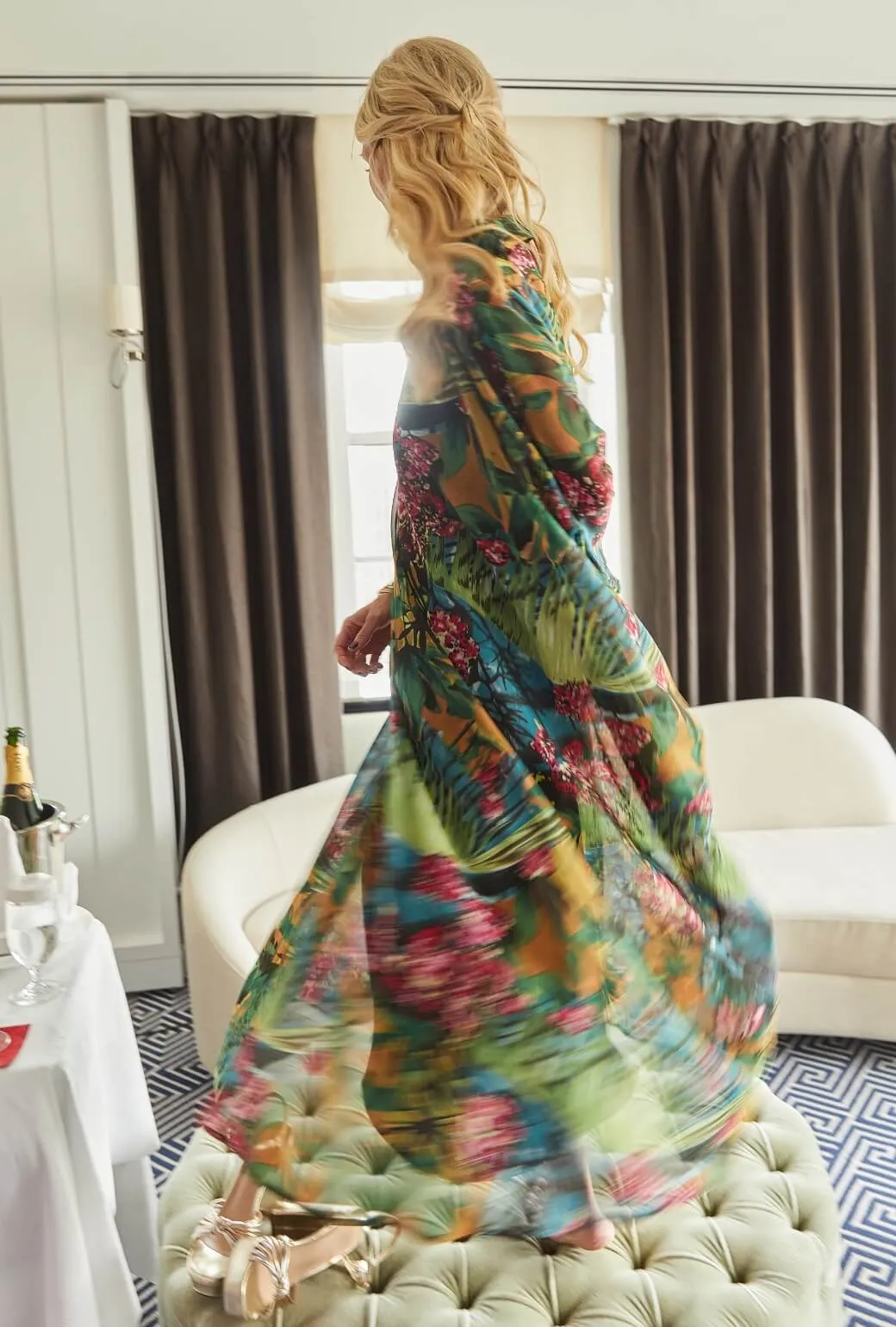 Relaxed day dress spring outfit Palm Canyon Kaftan - Rainforest