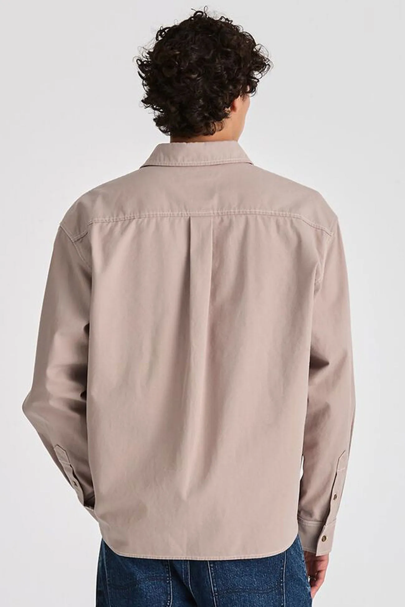 Yarn Dyed Stripes Overlock Edging Park Long Sleeve Shirt Concrete