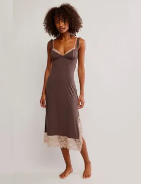 Party Crasher Midi Slip, Mushroom/Double Espresso Maternity-Fit