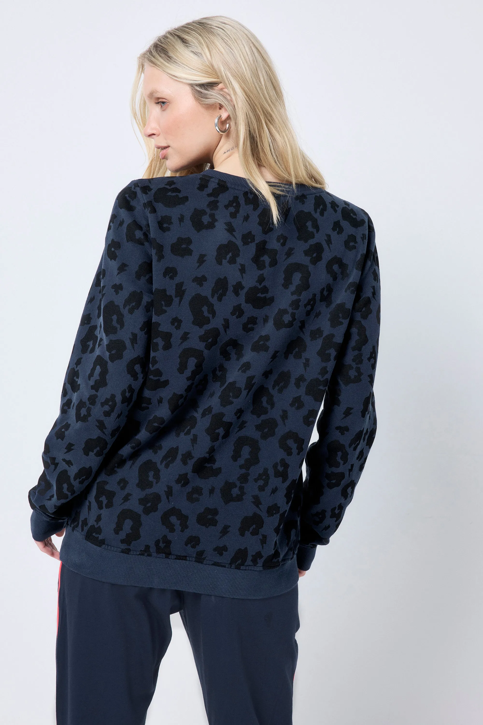 Navy Leopard Sweatshirt teenagers