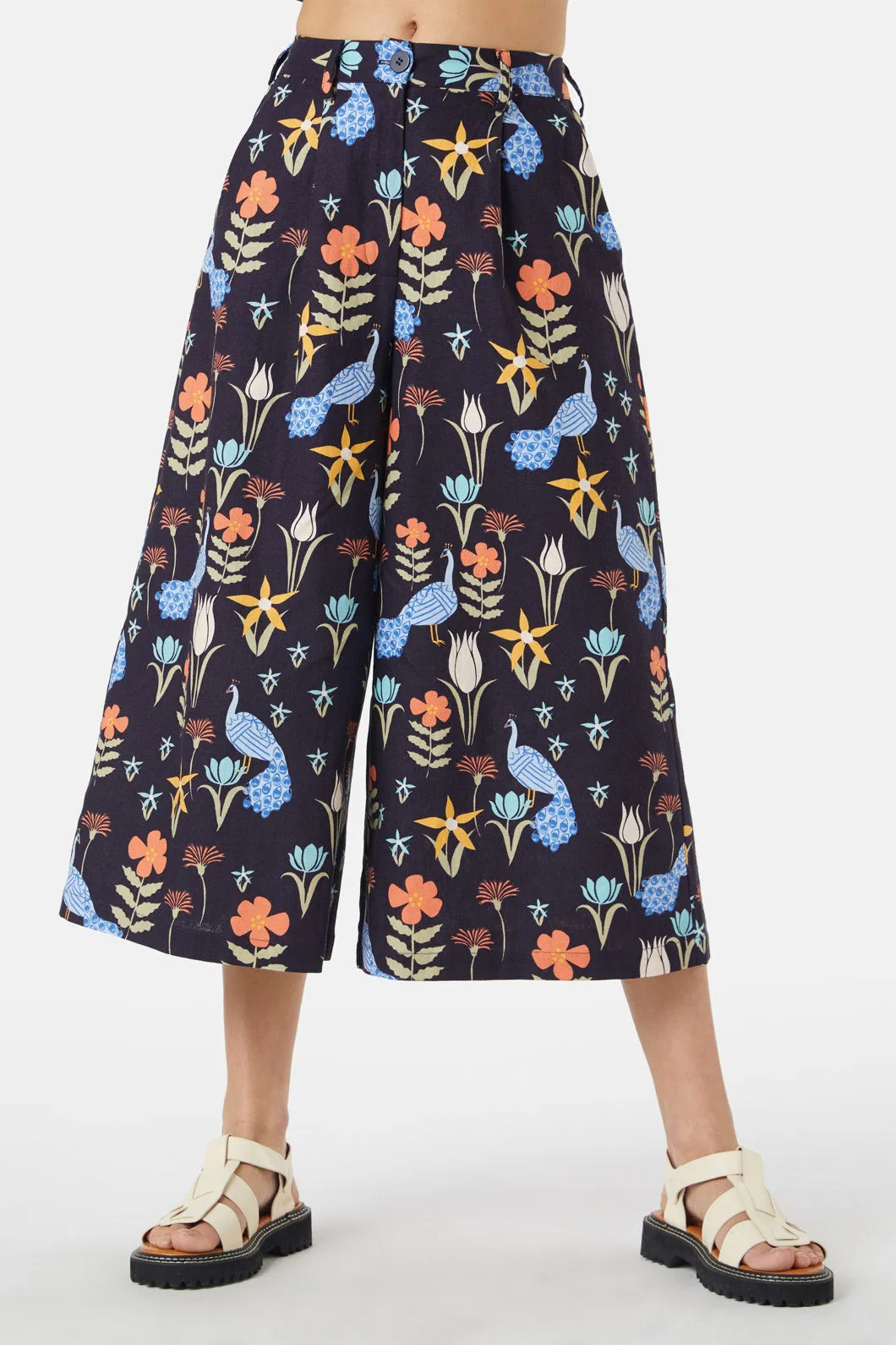 Friction Resistant Fabric Casual Vibe Peacock Culotte