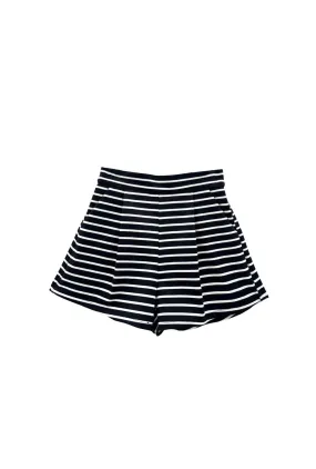 Flat Front Everyday Shorts - B&W Stripe Knit HypoallergenicFabric Secure Waistband