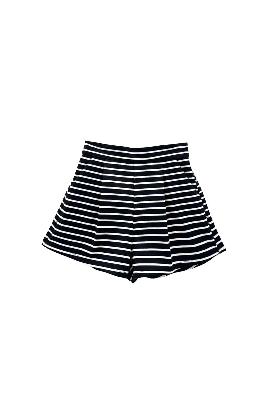 Flat Front Everyday Shorts - B&W Stripe Knit HypoallergenicFabric Secure Waistband