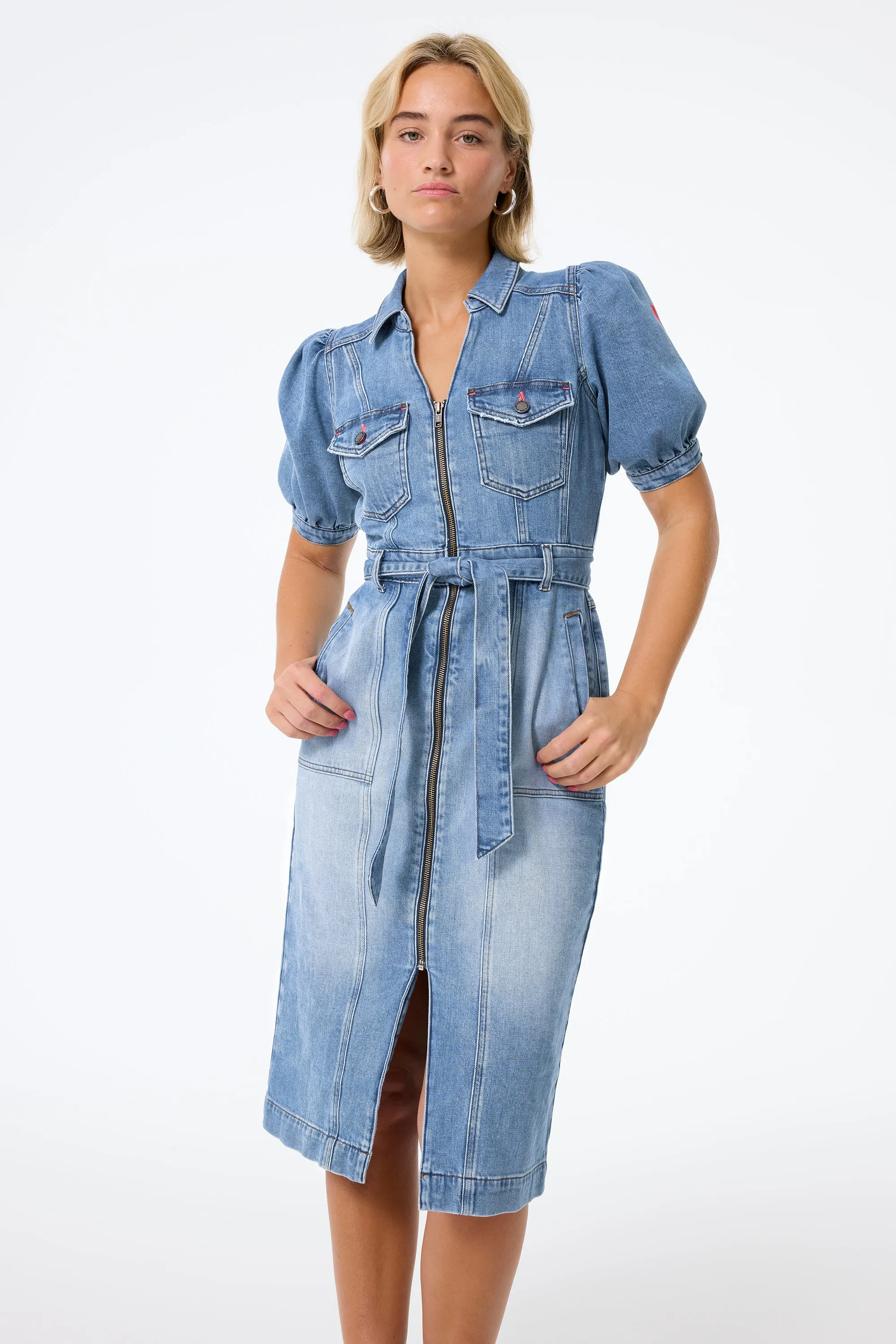 spring outfit Authentic Indigo Western Denim Midi Dress