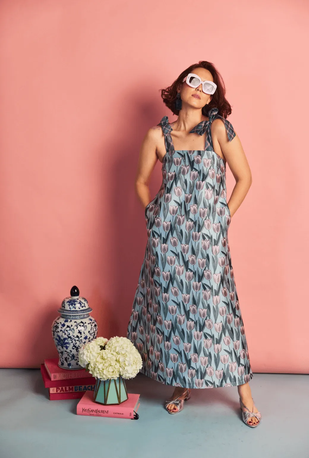 Semi Casual Comfortable Look Pillar Gown - Tulip Jacquard