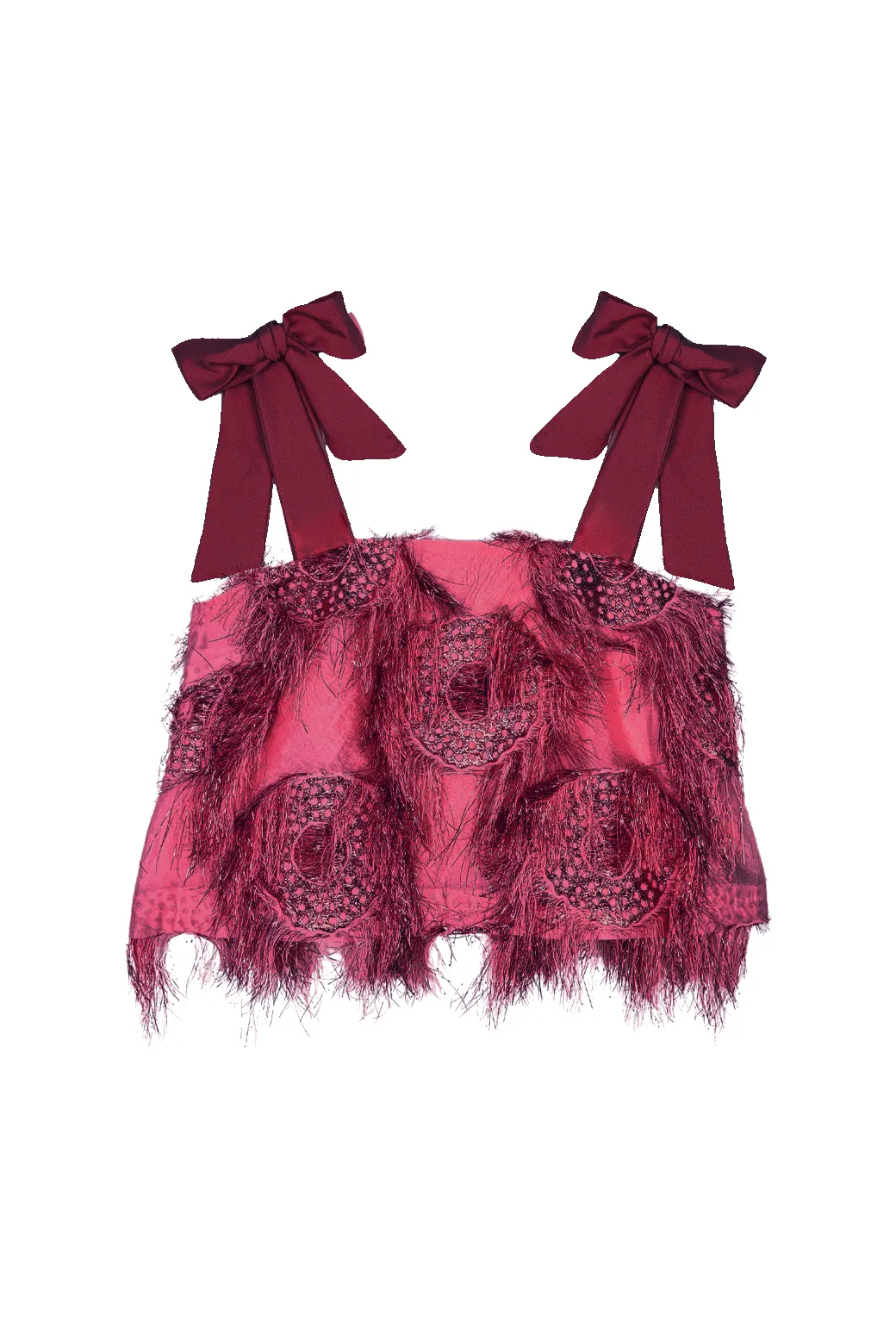 Pillar Top - Bordeaux Eyelash AdjustableCuffs Breathable fabric